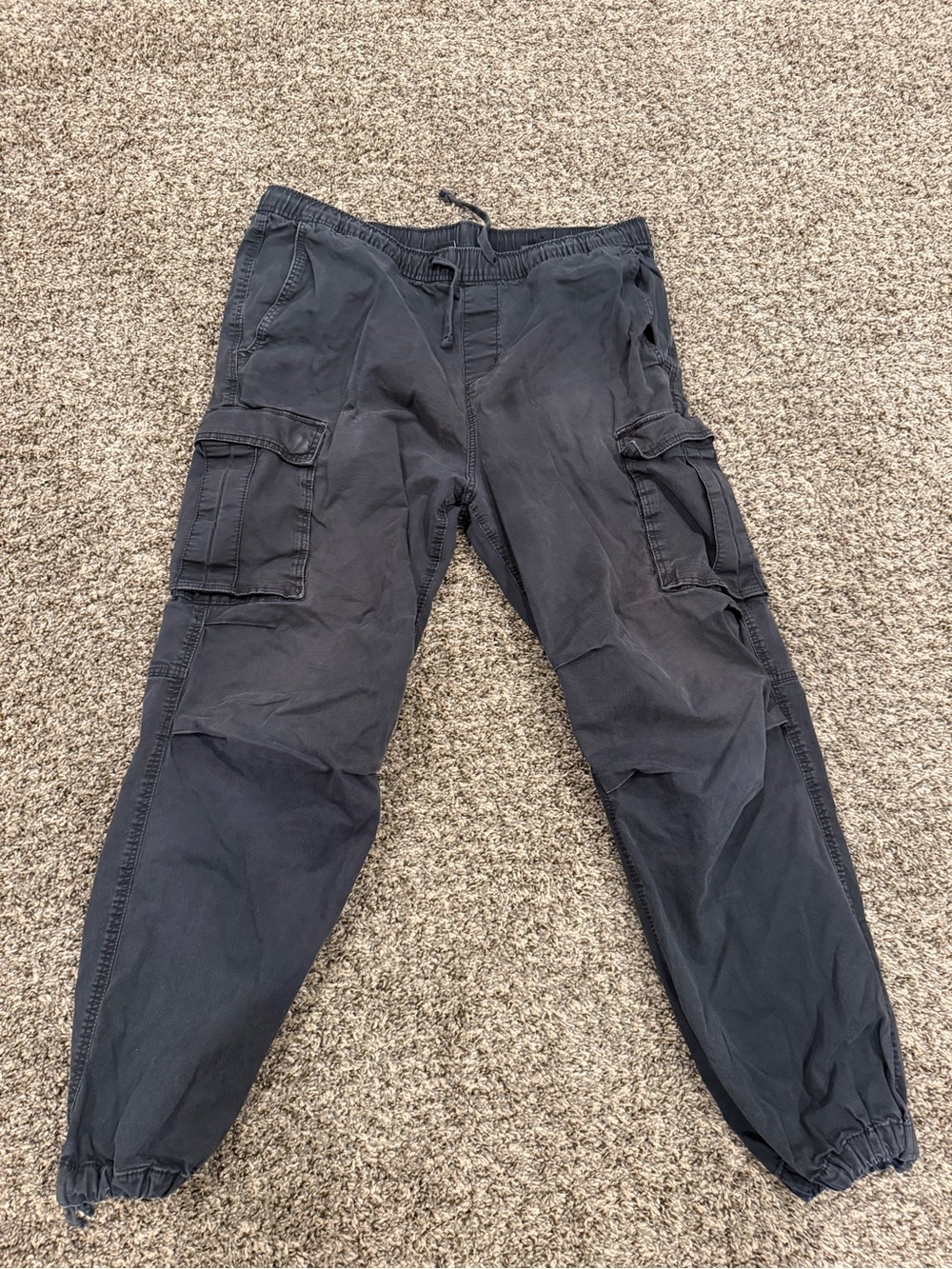 H&M Black Cargo Joggers with Drawstring Waist